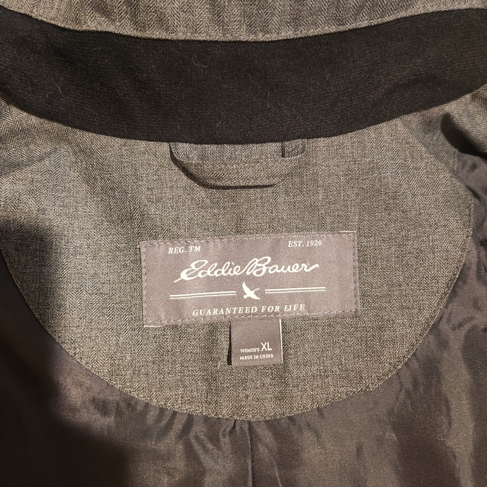 Eddie Bauer Women's Gray Waterproof Hooded Trench Coat XL - Picture 2 of 15